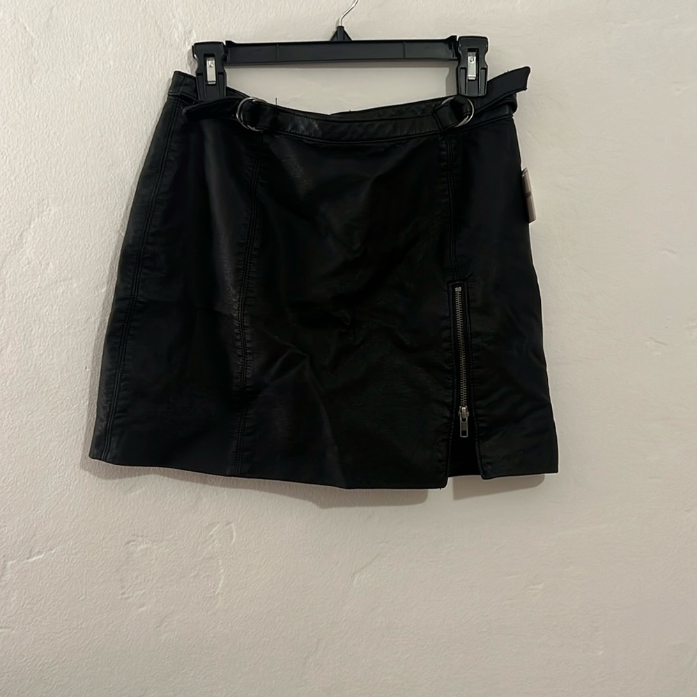 Free People black vegan leather skirt